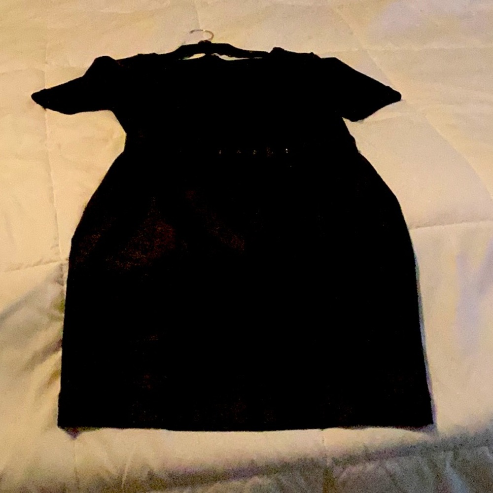 Leather belted mini dress